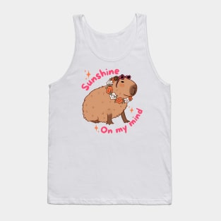 Sunshine on my mind a cute capybara ready for Summer vacation Tank Top